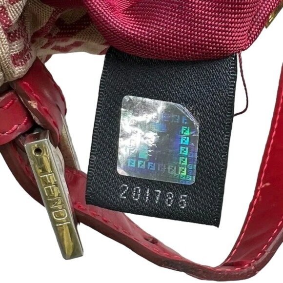 Fendi red Zucchino print baguette bag w chrome FF clasp - Picture 9 of 16